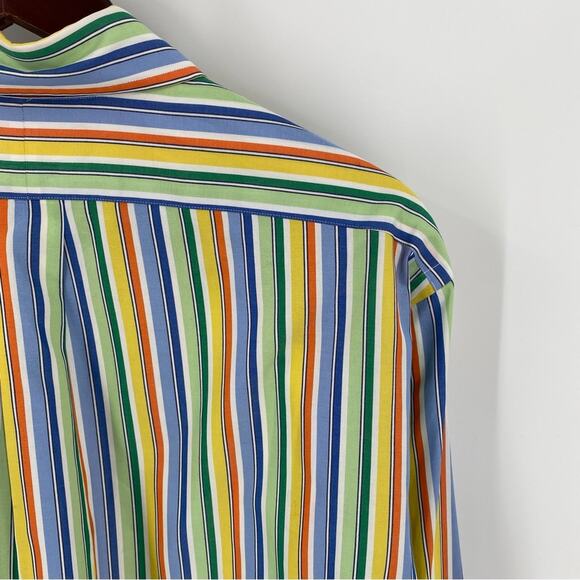 Ralph Lauren colorful striped button down shirt size 16 1/2 large - Picture 7 of 10